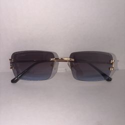 Blue Lens Cartier Glasses With Gold Frame 
