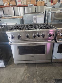 Viking 36 Inch Freestanding Professional Gas Range with 6 Open Burners, 5.1 Cu. Ft. Oven Capacity, Continuous Grates, SureSpark™ Ignition System, ProF