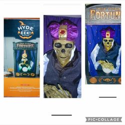RARE:: HYDE and EEK Boutique 35” tall SKELETON FORTUNE TELLER Animated Halloween Prop 