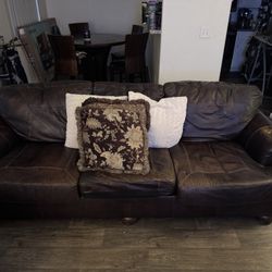 Brown Leather Sofa & Chair Set