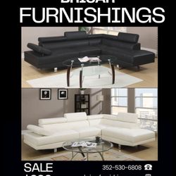 Two-Piece L-Shaped Brother Sectional With Adjustable Headrest Available In Black Or White $699