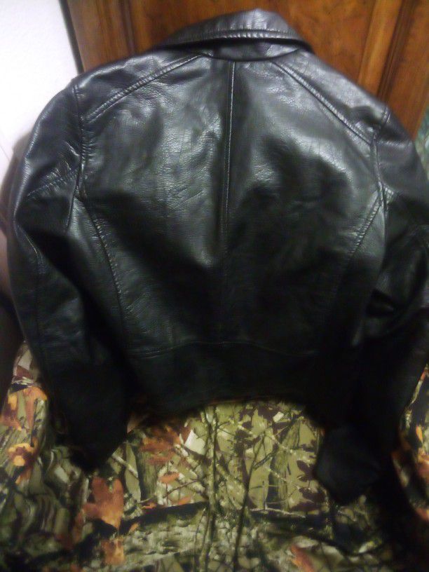 H&M Black Leather Jacket Size 4 Women's