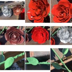 Hand Forged Steel Roses   Painted Or Unpainted 
