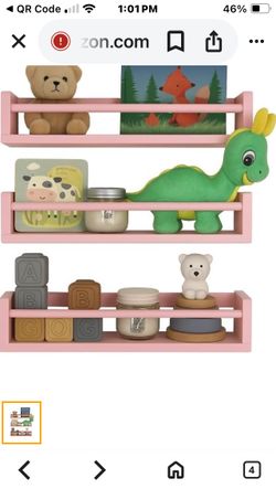 Nursery Floating Shelves for Wall, Set of 3 Book Shelves Natural Wood Wall Mounted Organizer with Towel Bar Hanging Bookshelves Nursery Decor for Kids