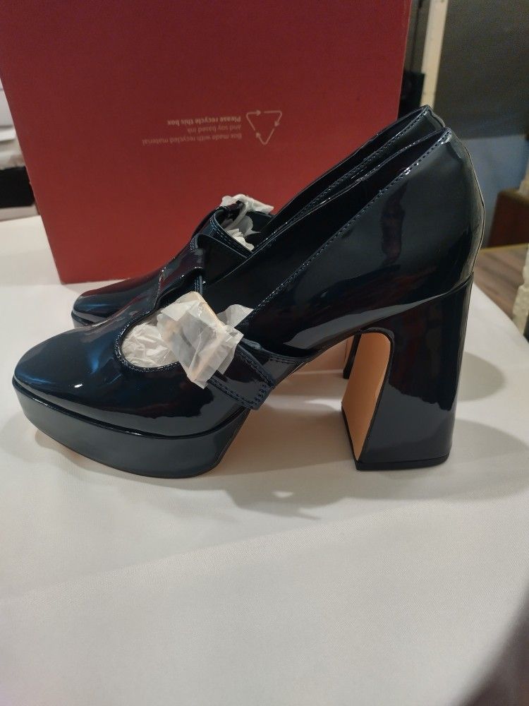 Coutgo Womens Mary Jane Heels Platform T Strap Chunky High Heel Pumps Buckle.