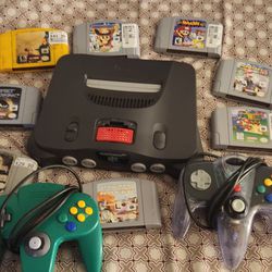 Nintendo 64 With Controllers And Games