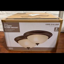 CE 13 in 2-Light Oil Rubbed Bronze Flush Mount with Frosted Glass Shade (2-Pack)