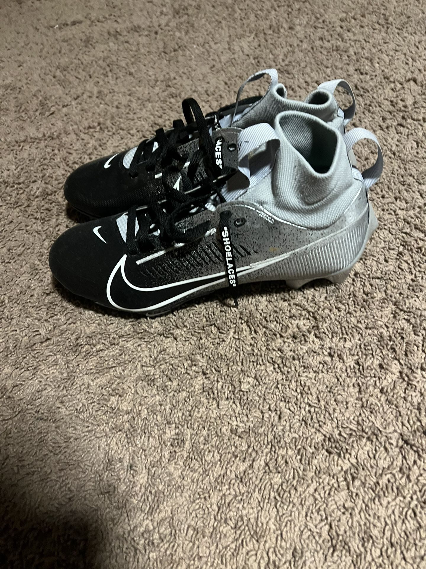 Sliver And Black Nike Vapor Carbon Football Cleats