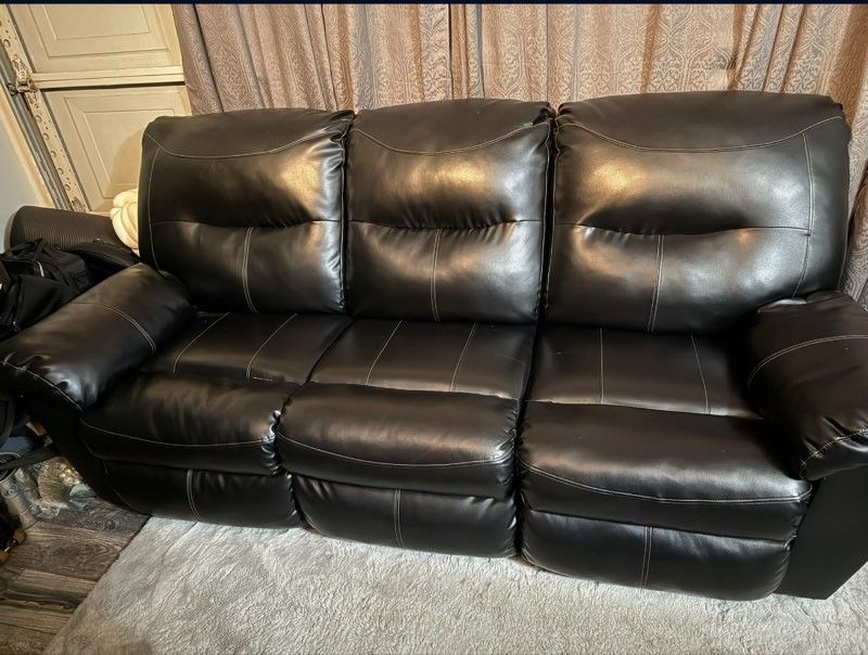 Dual Recliner Leather Couch