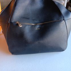 Aldo Mini 14x14 Black Leather Backpack Straps  Sightly Worn 