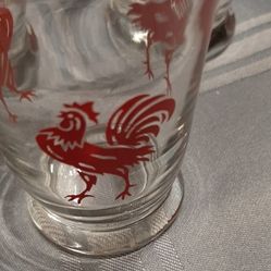 3 Vintage 1950s Red Rooster Juice Glasses,