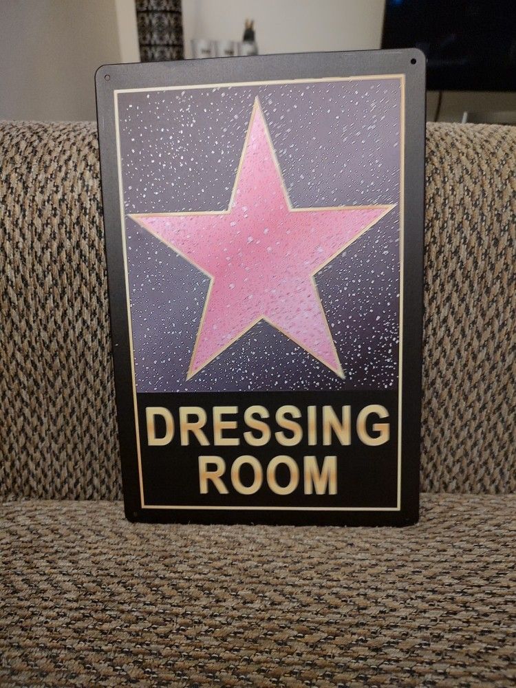 DRESSING ROOM METAL SIGN.  12" X 8".  NEW. PICKUP ONLY.