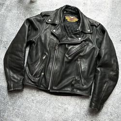 Harley Davidson Leather Biker Jacket 100 % Authentic