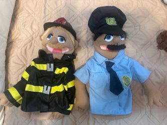 Melissa & Doug Police Officer & Firefighter Hand Puppets – Set of 2
