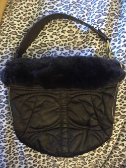 Coach Down Fox Trim Handbag