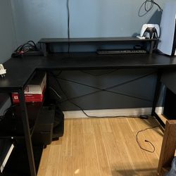 55in L-Shaped Desk w/ LED Light Strip