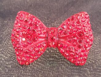 Gorgeous Red Crystal Rhinestones LARGE BOW Cocktail Ring Silver Tone Adjustable Size