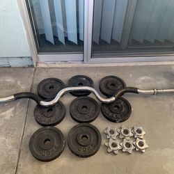Workout Weight Plates & Curl Bar 