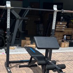 Proform Gym Adjustable Bench With Olympic Barbell