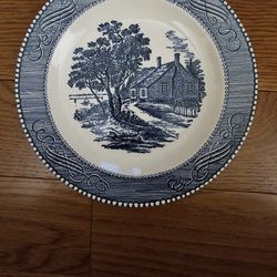 Vintage Currier and Ives Blue Salad/Dessert Plate