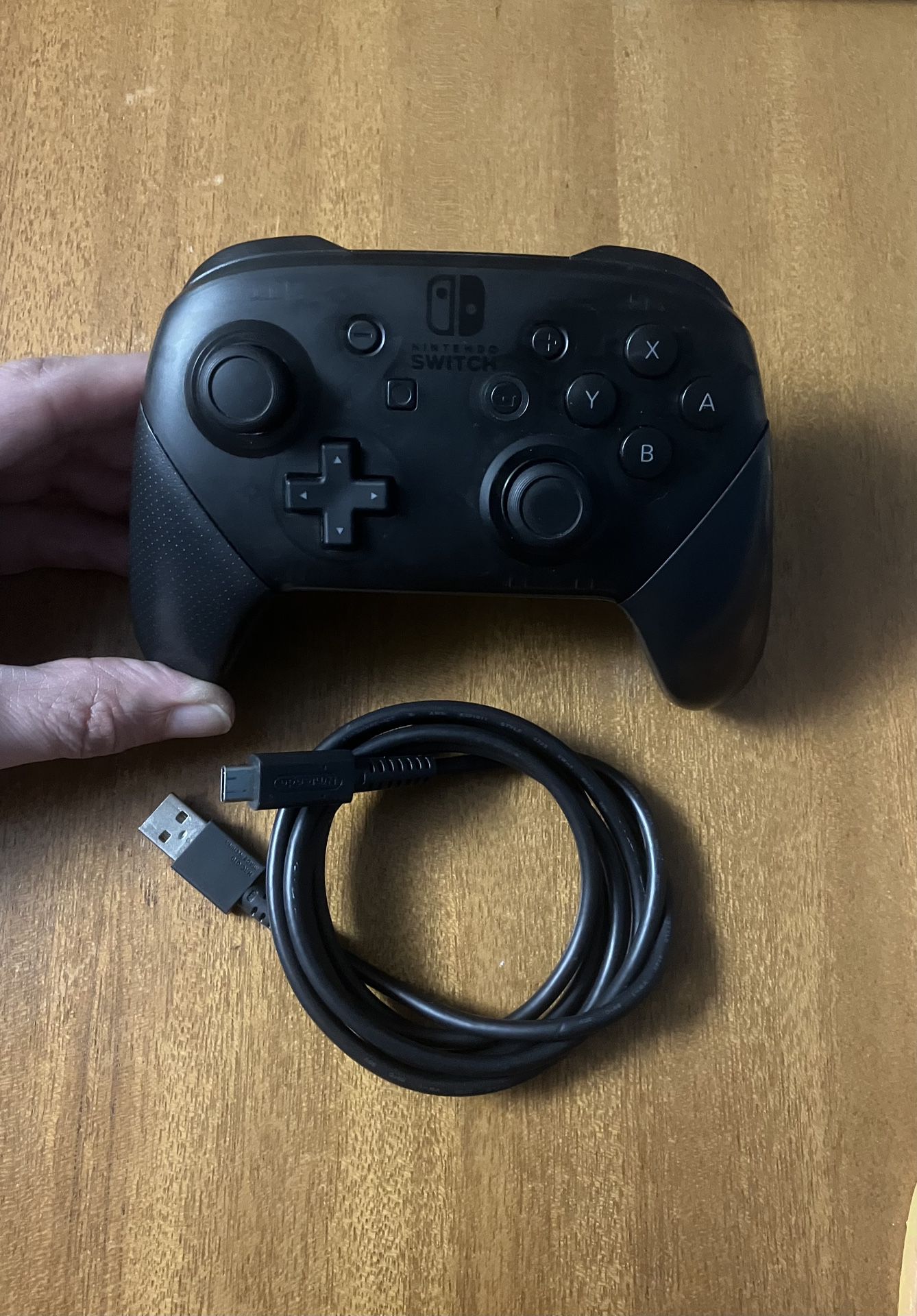 Nintendo Switch Pro Controller Genuine Authentic wireless control for OLED Lite Black Rechargeable + Charging Cable