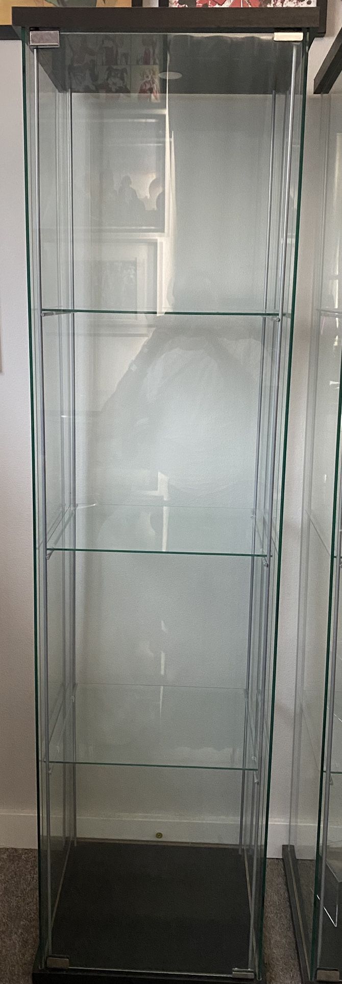 IKEA Detolf Glass-door cabinet, black-brown.