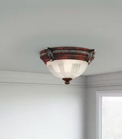 Hampton Bay Bercello Estates 15.1in 2-Light Flush Mount Volterra Bronze