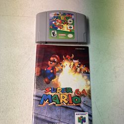 Nintendo 64 Super Mario 64 Cartridge With Manual