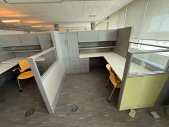 Haworth Compose Accented Various Sizes L Shape Stations 65" Tall