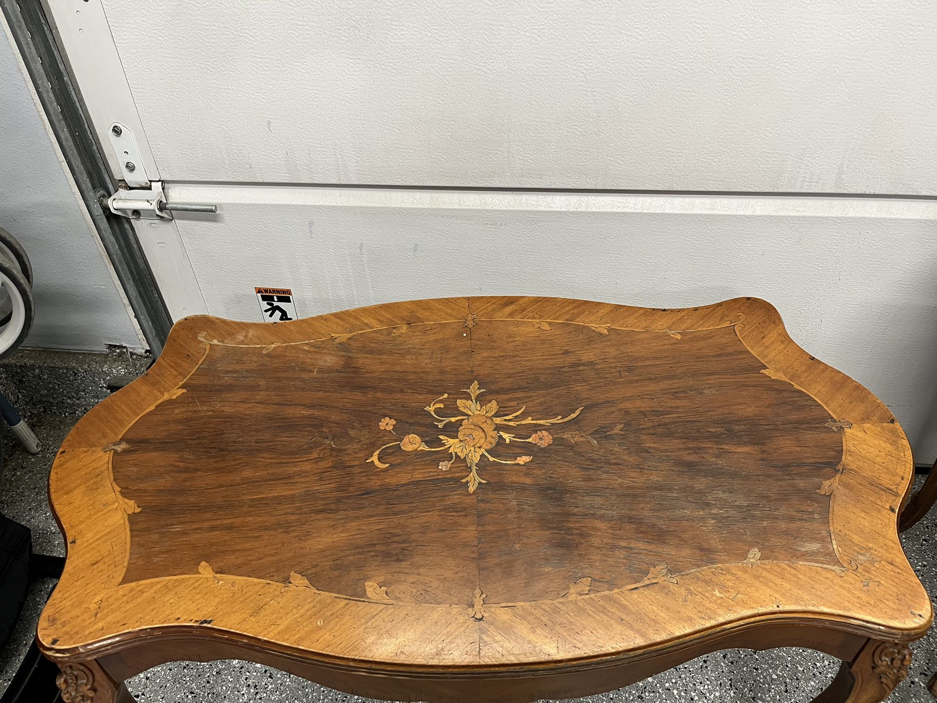 Antique Inlaid Wood Coffee Table And 2 End Tables 