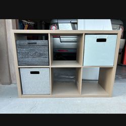 6 Cube Storage Bookshelf, Unit Shelf, Wooden Closet Cabinet, Organizer Rack in Study, Whitewash From IKEA Brand New Or Best Offers 