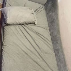 Twin Bed Frame Suede Grey