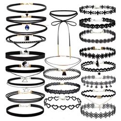 10 Pcs Necklaces/Black Velvet Choker Set