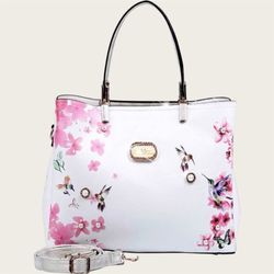 Hummingbird Print Top Handle Bag (White) – Soft Spring Capsule