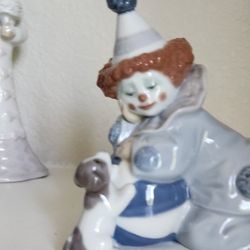 Lladro Spain Handmade Porcelain Collectible Figurine - Clown, Dog & Ball