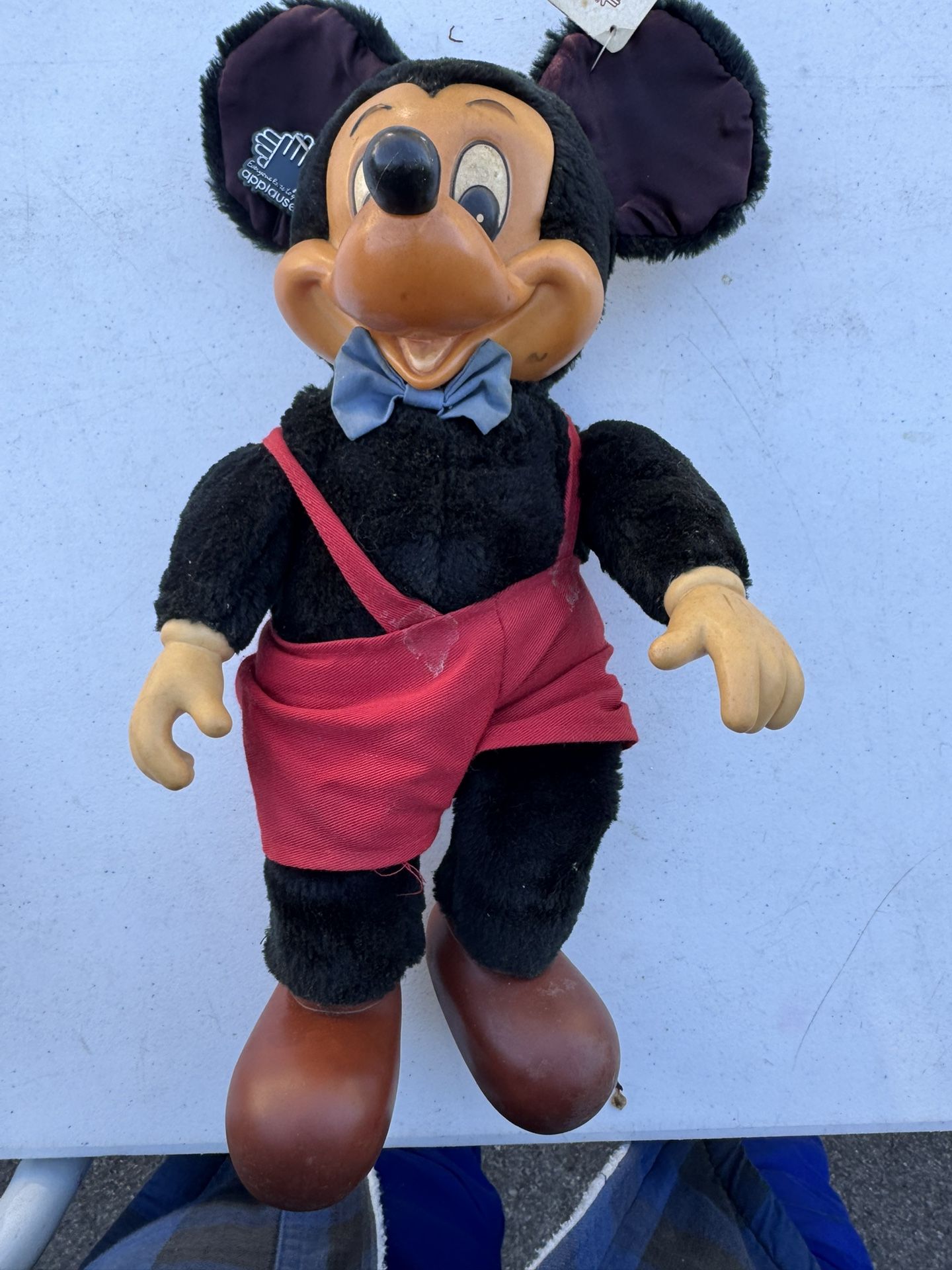Vtg Applause Disney Mickey Mouse Rubber Face Stuffed Furry Plush Doll Toy Sz.13”
