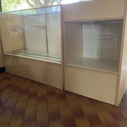 2 Glass Showcases 48”Lx17.5”Wx38”H- 24”Lx17.5”Wx38”H