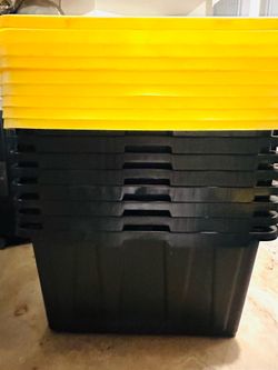 7 X HDX 27 gallon storage bins + lids