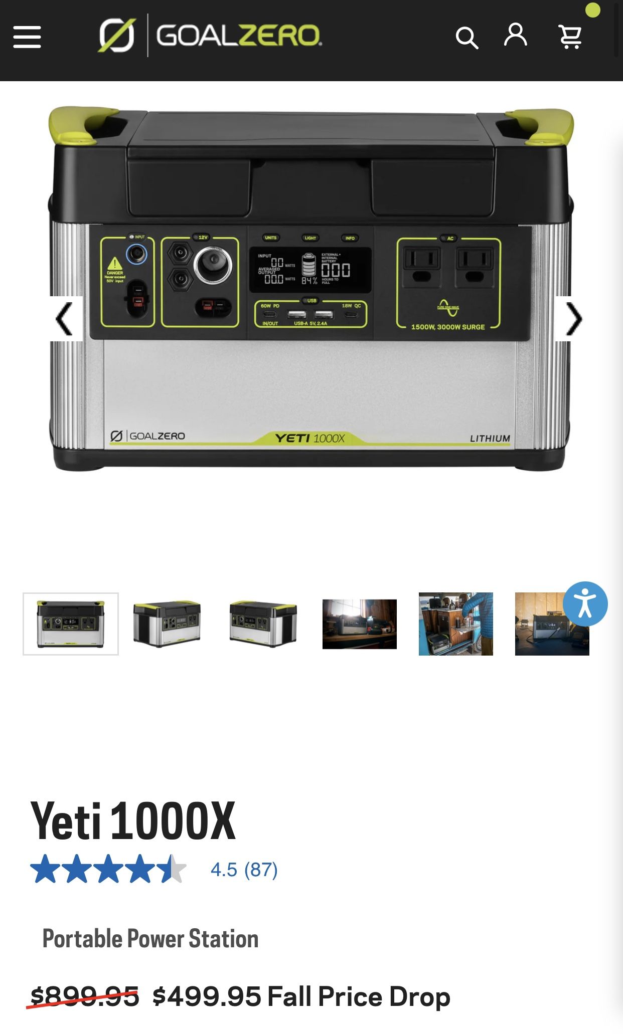 Goal Zero Yeti 1000X Power Station & Nomad 200W Solar Panel for Sale in