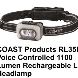 COAST Products RL35R Voice Controlled 1100 Lumen Rechargeable LED mechanics headlamp light 