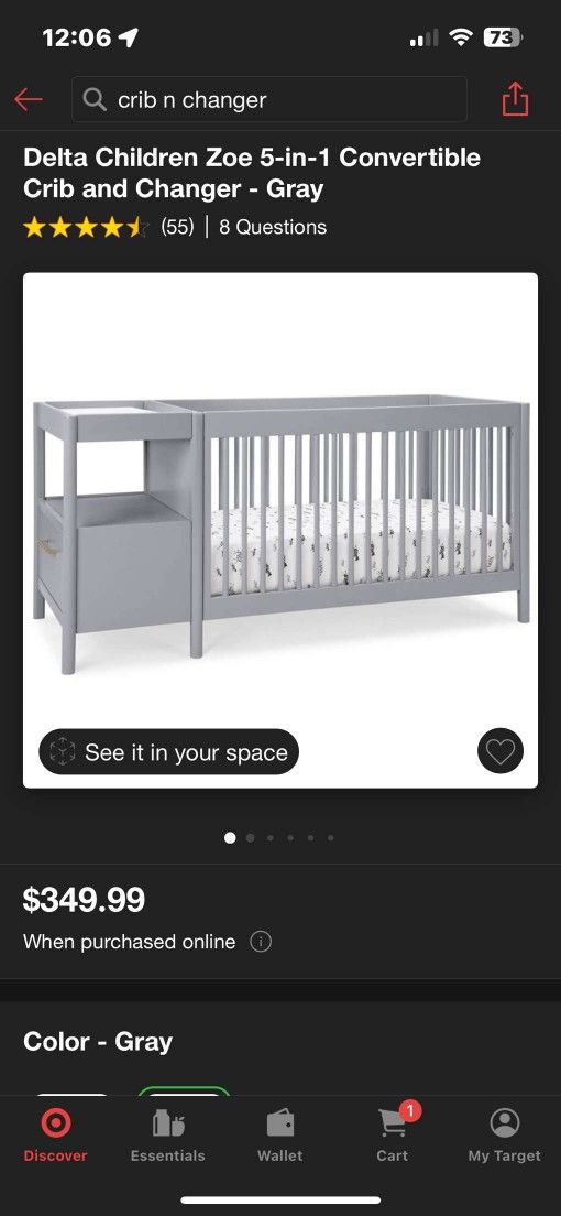 Crib W/ Changing Table