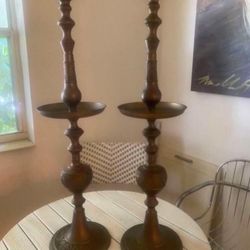 Vintage Mid Century Modern Brass Candlesticks ( 2 ) 