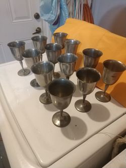 12 Pewter Goblets 