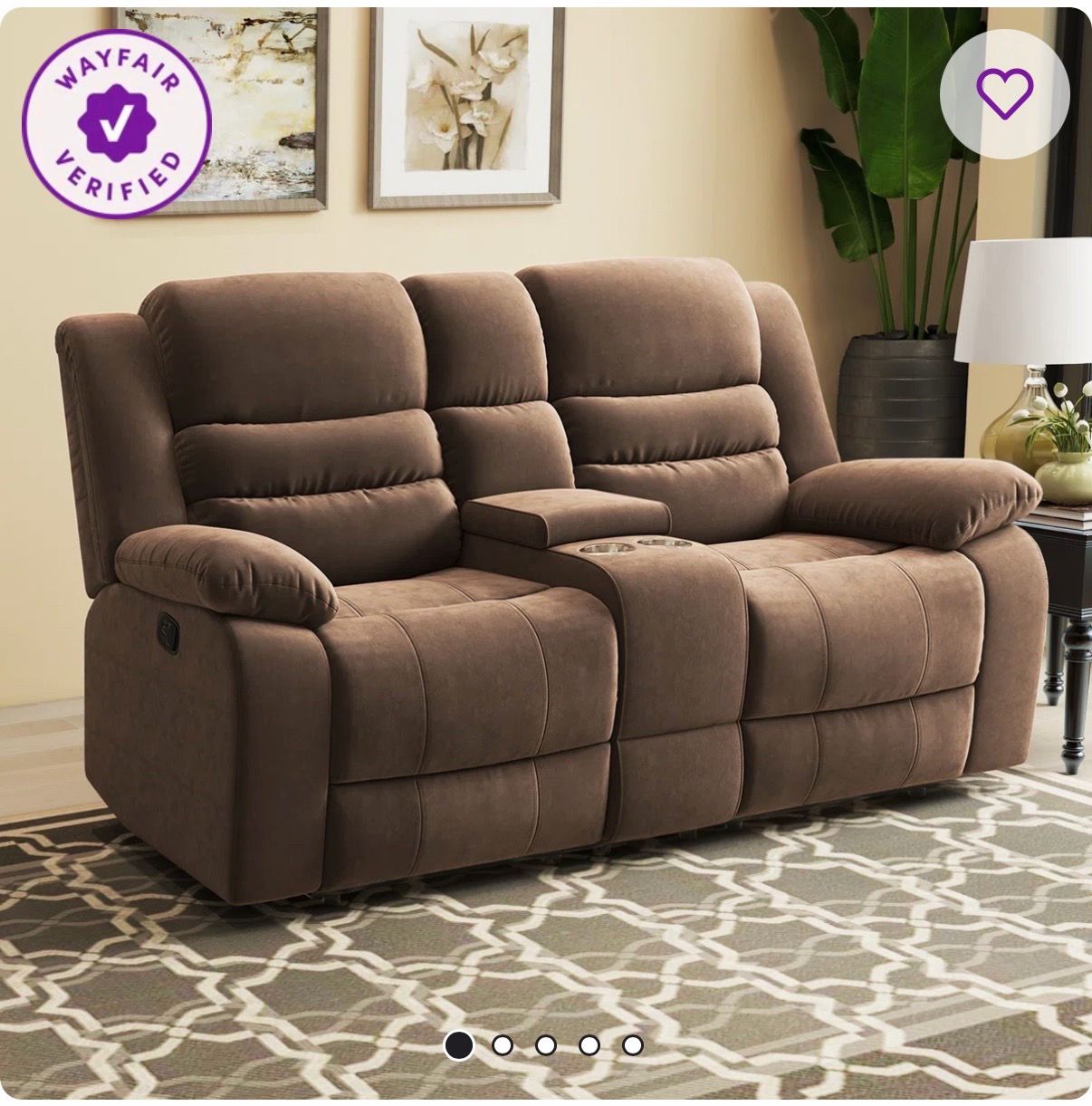 Toshiaki 71.5" Wide Padded Microfiber Manual Reclining Loveseat Sofa with Storage and Cupholders