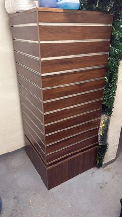 Slatwall Display Unit with Base - Walnut Look, Retail Fixture