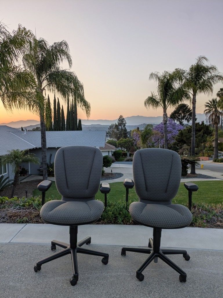 Two Gray Office Chairs
