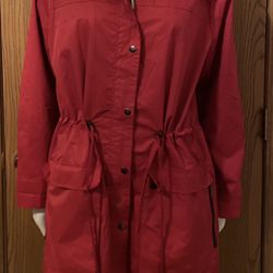 Yoki Red Anorak Hooded Utility Jacket