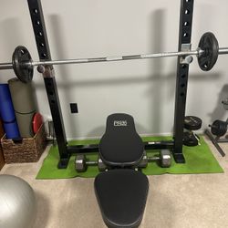 Marcy Olympic Weight Bench, Dip station And weight with rack