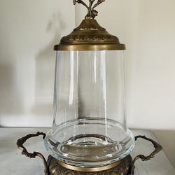 Vintage Brass & Glass Large Decorative Candle Holder