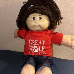 VINTAGE 1978 1982 COLECO CABBAGE PATCH DOLL YARN PONYTAIL BROWN HAIR EYES